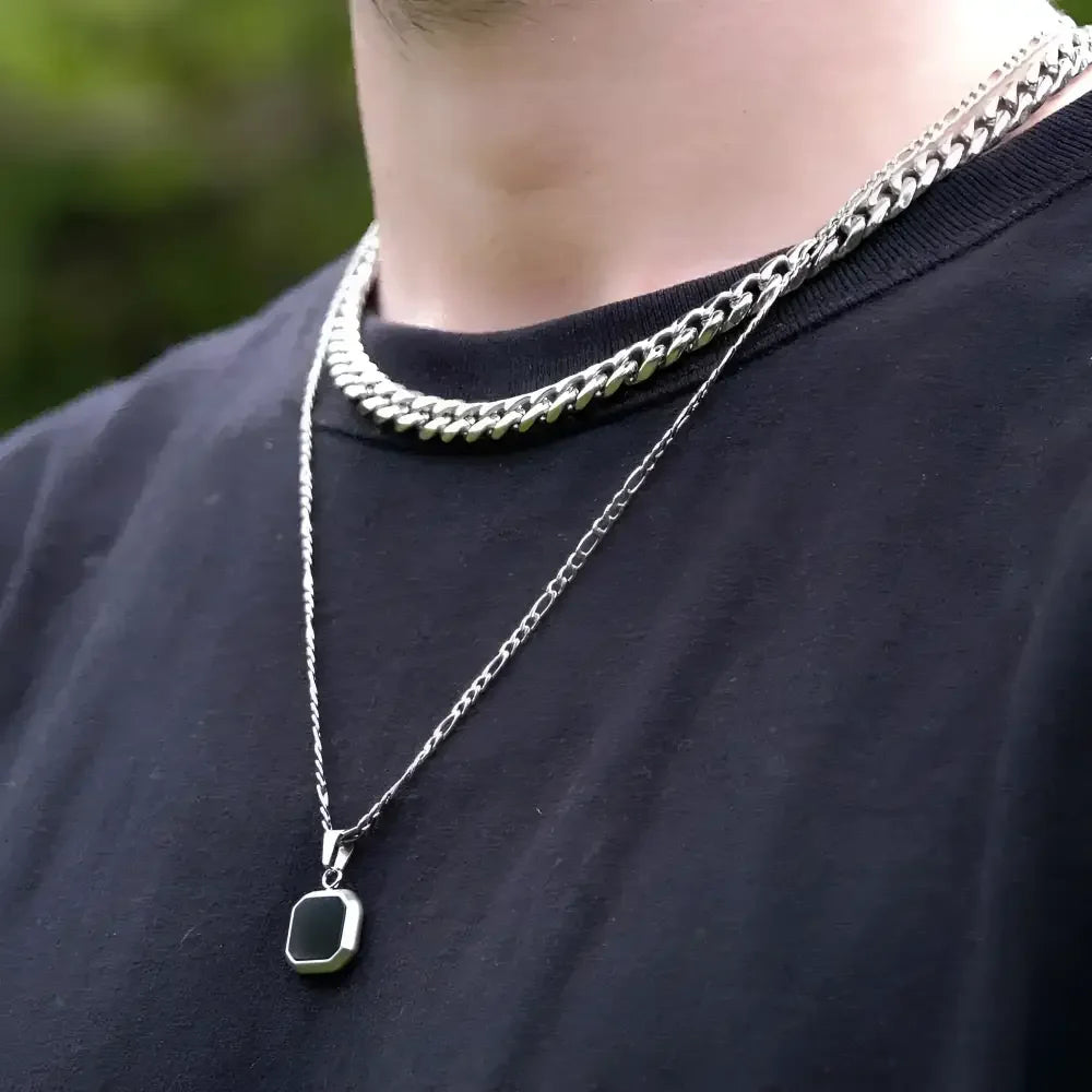 Vnox Mens Geometric Square Pendant Necklace - Modern Fashion Jewelry - Buzzastore