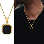 Vnox Mens Geometric Square Pendant Necklace - Modern Fashion Jewelry - Buzzastore