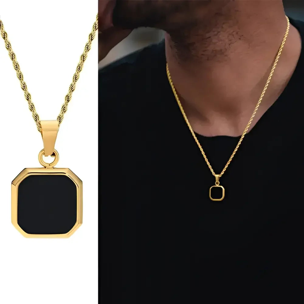 Vnox Mens Geometric Square Pendant Necklace - Modern Fashion Jewelry - Buzzastore