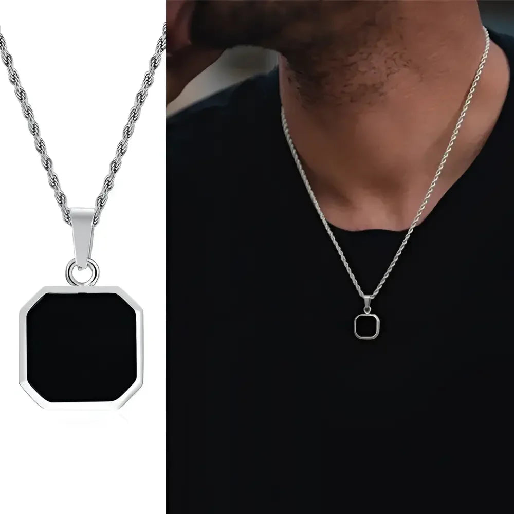 Vnox Mens Geometric Square Pendant Necklace - Modern Fashion Jewelry - Buzzastore