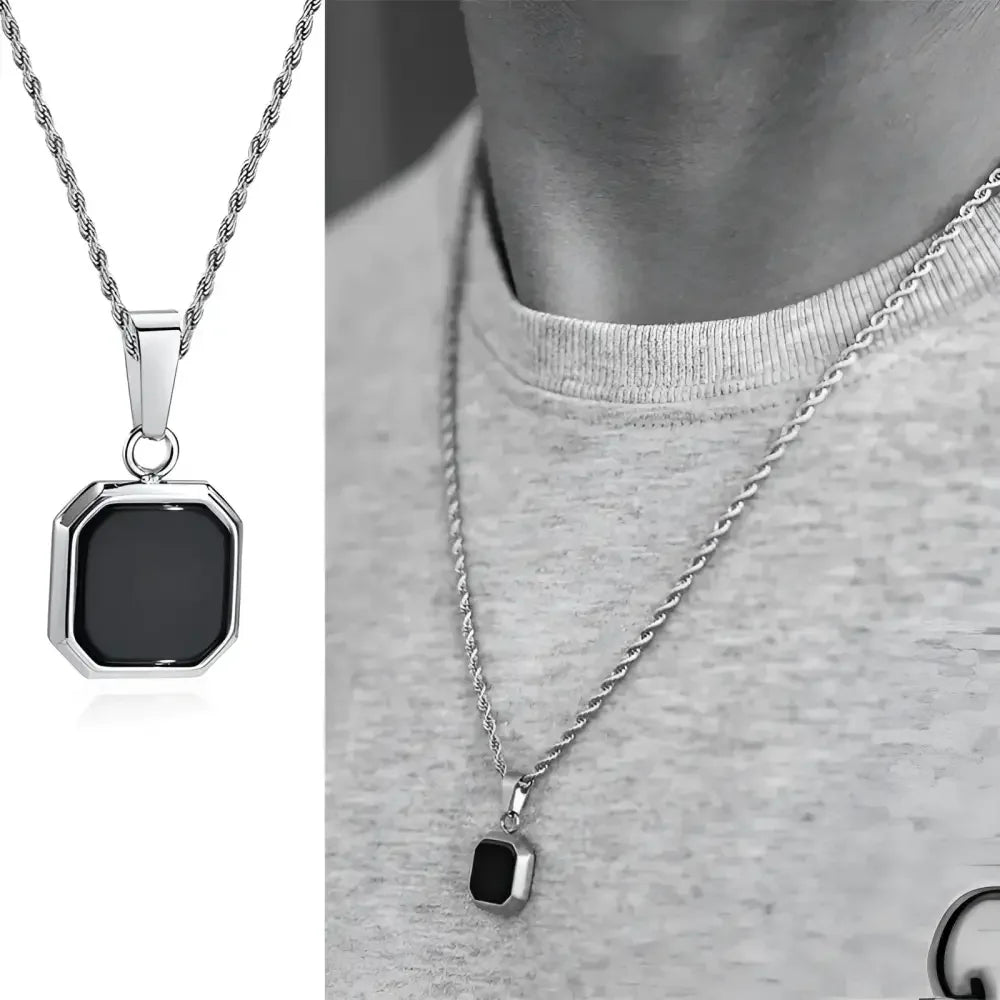 Vnox Mens Geometric Square Pendant Necklace - Modern Fashion Jewelry - Buzzastore