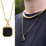 Vnox Mens Geometric Square Pendant Necklace - Modern Fashion Jewelry - Buzzastore
