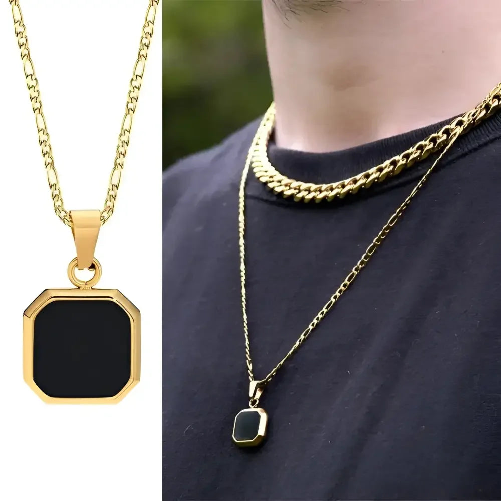 Vnox Mens Geometric Square Pendant Necklace - Modern Fashion Jewelry - Buzzastore