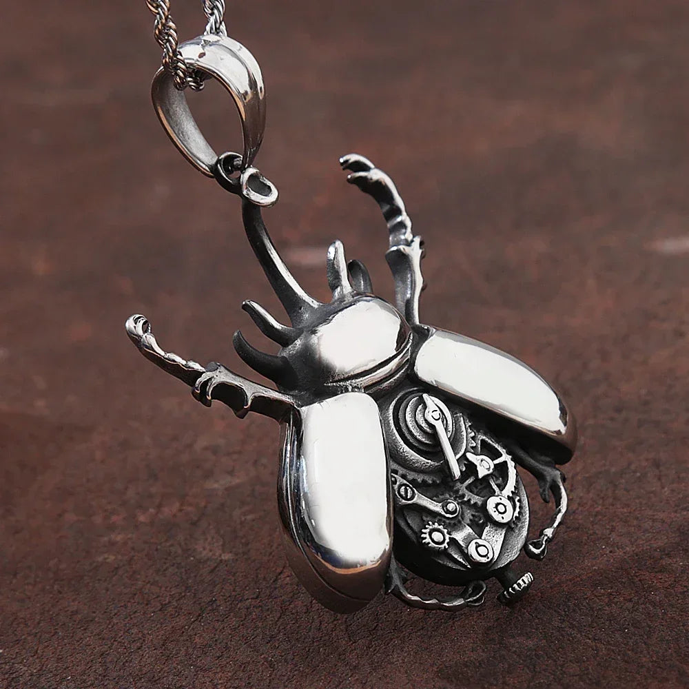 Punk Hip Hop Mechanical Insect Pendant Necklace for Men - Unique Stainless Steel Biker Jewelry - Buzzastore