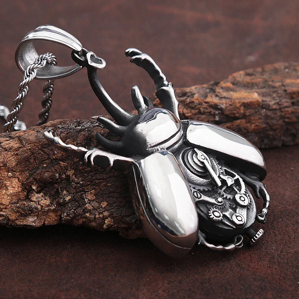 Punk Hip Hop Mechanical Insect Pendant Necklace for Men - Unique Stainless Steel Biker Jewelry - Buzzastore