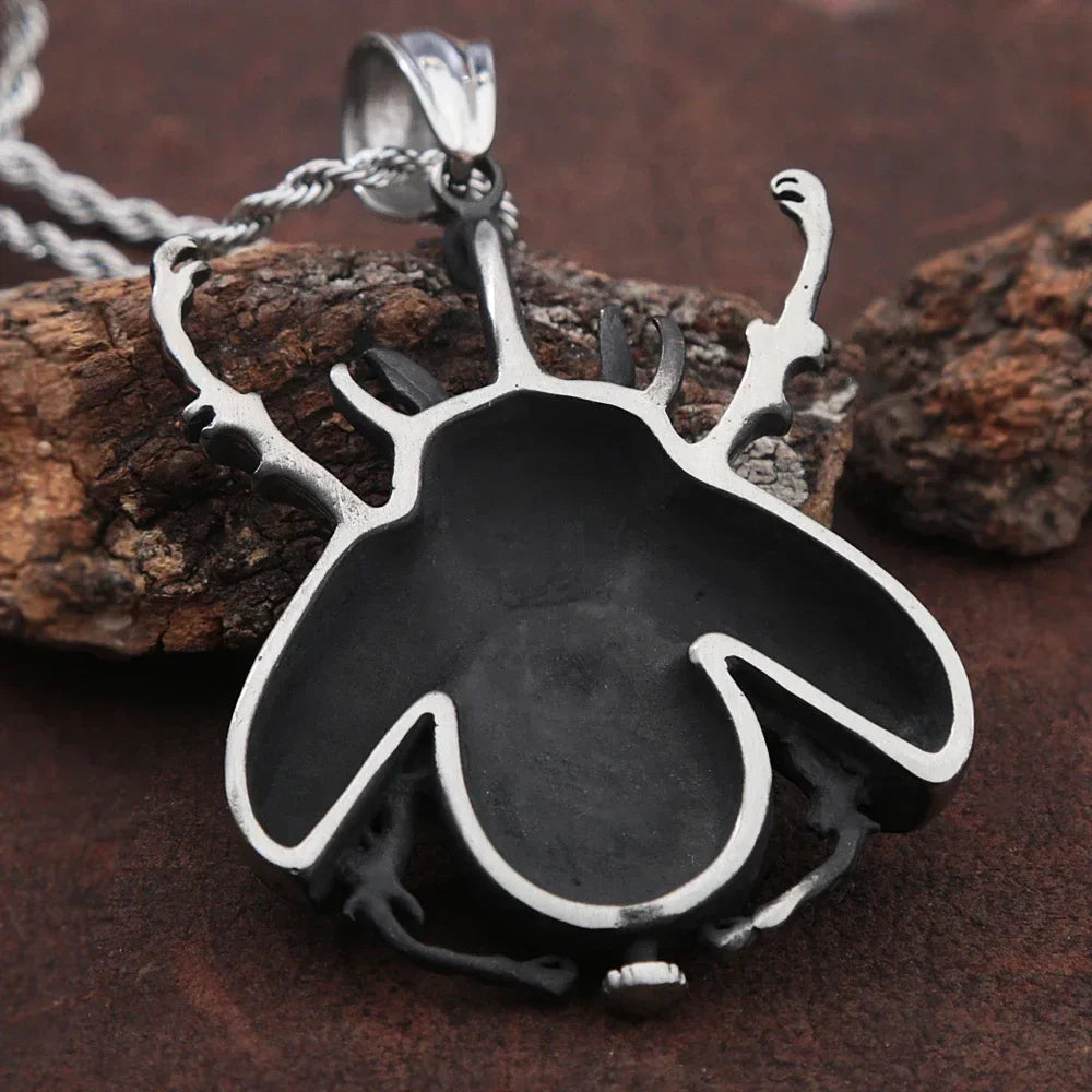 Punk Hip Hop Mechanical Insect Pendant Necklace for Men - Unique Stainless Steel Biker Jewelry - Buzzastore