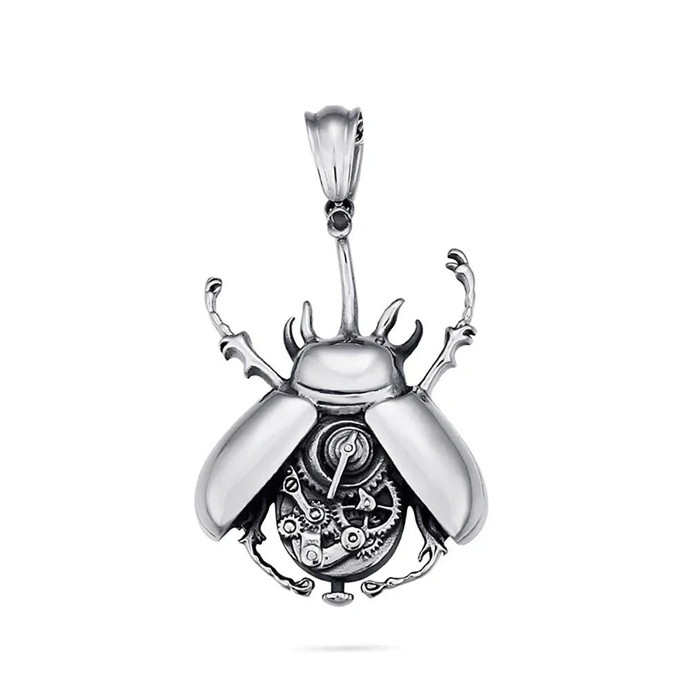Punk Hip Hop Mechanical Insect Pendant Necklace for Men - Unique Stainless Steel Biker Jewelry - Buzzastore