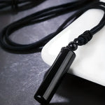 Black Obsidian Crystal Pendant Necklace with Braided Rope Chain - Buzzastore