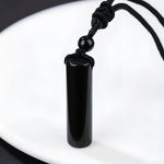 Black Obsidian Crystal Pendant Necklace with Braided Rope Chain - Buzzastore