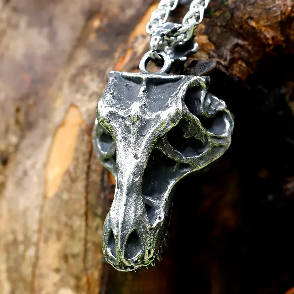Mens 316L Stainless Steel Skull Pendant Necklace with Black Rope - Retro Fashion Jewelry Gift Free Shipping - Buzzastore