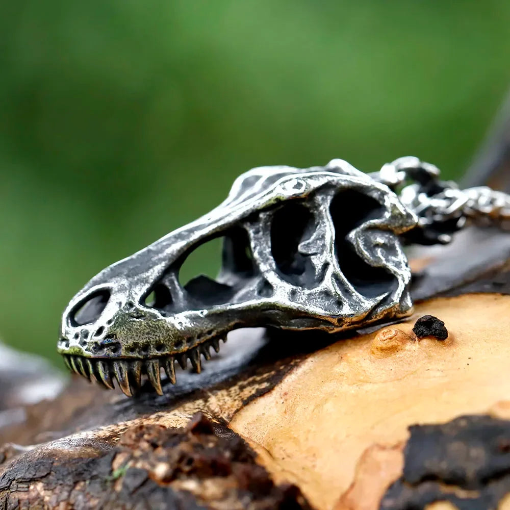 Mens 316L Stainless Steel Skull Pendant Necklace with Black Rope - Retro Fashion Jewelry Gift Free Shipping - Buzzastore