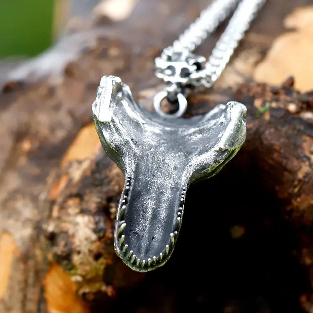 Mens 316L Stainless Steel Skull Pendant Necklace with Black Rope - Retro Fashion Jewelry Gift Free Shipping - Buzzastore