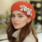 Elegant Flower Embroidered Beret Hat for Stylish Outfits - Buzzastore