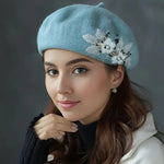 Elegant Flower Embroidered Beret Hat for Stylish Outfits - Buzzastore