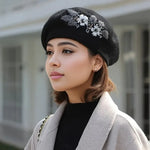 Elegant Flower Embroidered Beret Hat for Stylish Outfits - Buzzastore