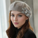 Elegant Flower Embroidered Beret Hat for Stylish Outfits - Buzzastore