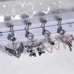 Delicate Zircon Bow Heart Navel Ring - Stylish Belly Button Piercing Jewelry for Women Girls - Buzzastore