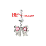 Delicate Zircon Bow Heart Navel Ring - Stylish Belly Button Piercing Jewelry for Women Girls - Buzzastore
