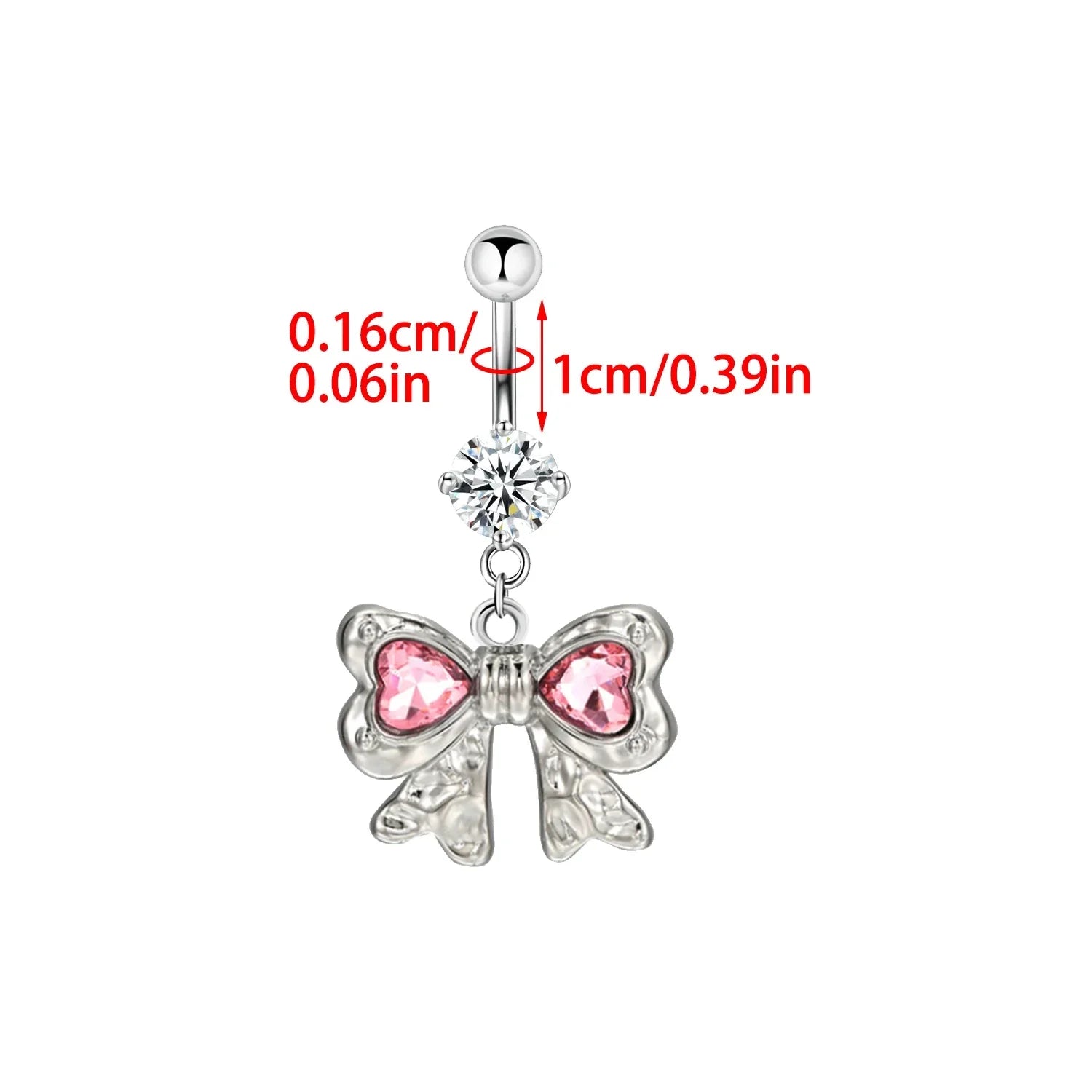 Delicate Zircon Bow Heart Navel Ring - Stylish Belly Button Piercing Jewelry for Women Girls - Buzzastore