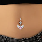 Delicate Zircon Bow Heart Navel Ring - Stylish Belly Button Piercing Jewelry for Women Girls - Buzzastore