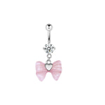 Delicate Zircon Bow Heart Navel Ring - Stylish Belly Button Piercing Jewelry for Women Girls - Buzzastore