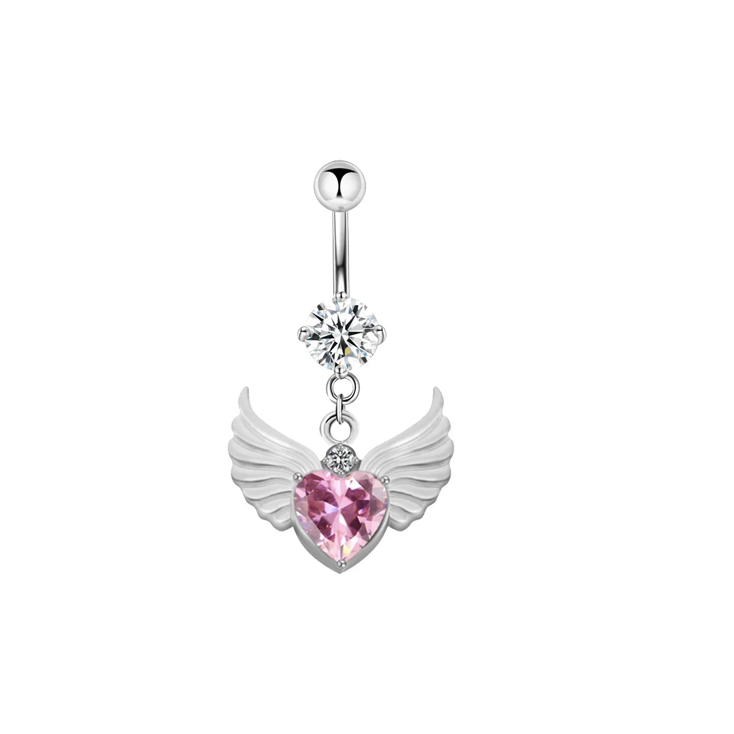 Delicate Zircon Bow Heart Navel Ring - Stylish Belly Button Piercing Jewelry for Women Girls - Buzzastore