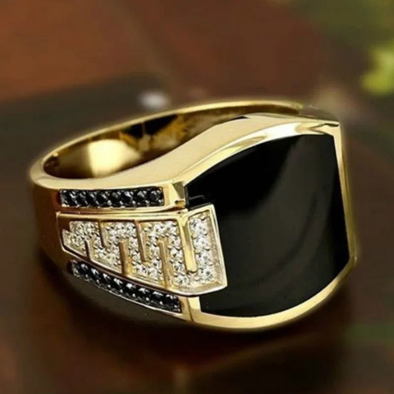 Gold Punk Mens Ring - Classic Fashion Jewelry for Engagement Weddings - Buzzastore