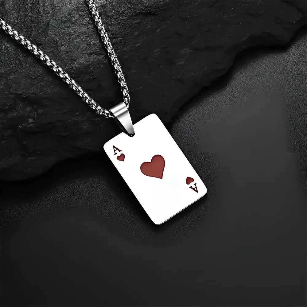 Ace of Spades Pendant Necklace for Men Women - Stylish Chain Accessory - Buzzastore