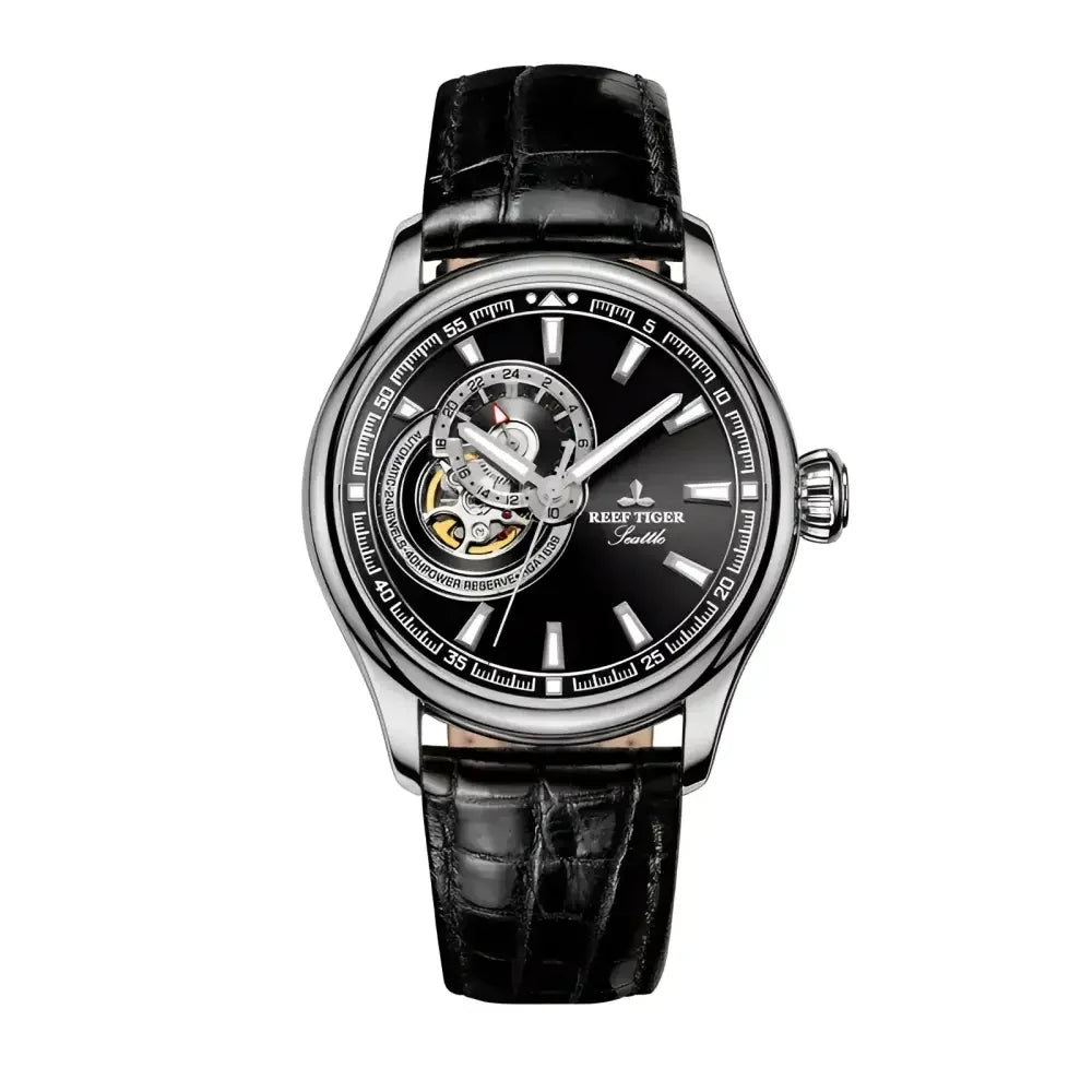 Reef Tiger Rose Gold Watch with Brown Leather Strap - Elegant Timepiece for Men - Buzzastore