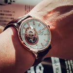 Reef Tiger Rose Gold Watch with Brown Leather Strap - Elegant Timepiece for Men - Buzzastore