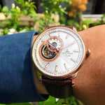 Reef Tiger Rose Gold Watch with Brown Leather Strap - Elegant Timepiece for Men - Buzzastore