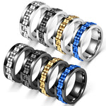 Mens Stainless Steel Anti-Stress Spinning Ring - Fidget Jewelry for Anxiety Relief - Buzzastore