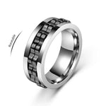 Mens Stainless Steel Anti-Stress Spinning Ring - Fidget Jewelry for Anxiety Relief - Buzzastore