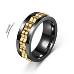 Mens Stainless Steel Anti-Stress Spinning Ring - Fidget Jewelry for Anxiety Relief - Buzzastore