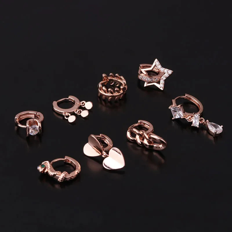 Brilliant Crystal Zircon Huggie Hoop Earrings for Women - Elegant Party Piercing Jewelry - Buzzastore