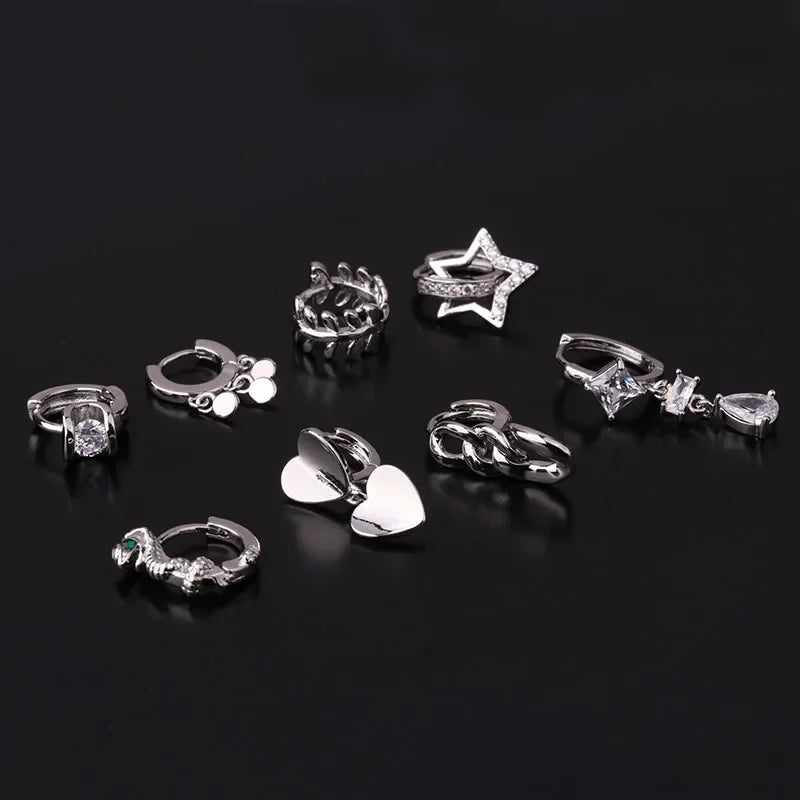 Brilliant Crystal Zircon Huggie Hoop Earrings for Women - Elegant Party Piercing Jewelry - Buzzastore