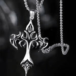 Punk Flame Cross Pendant Chain Necklace for Men Women - Long Hip Hop Gothic Jewelry Gift - Buzzastore