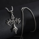 Punk Flame Cross Pendant Chain Necklace for Men Women - Long Hip Hop Gothic Jewelry Gift - Buzzastore