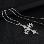 Punk Flame Cross Pendant Chain Necklace for Men Women - Long Hip Hop Gothic Jewelry Gift - Buzzastore