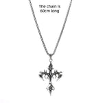Punk Flame Cross Pendant Chain Necklace for Men Women - Long Hip Hop Gothic Jewelry Gift - Buzzastore