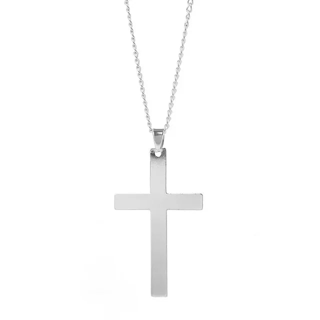 Punk Flame Cross Pendant Chain Necklace for Men Women - Long Hip Hop Gothic Jewelry Gift - Buzzastore