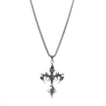 Punk Flame Cross Pendant Chain Necklace for Men Women - Long Hip Hop Gothic Jewelry Gift - Buzzastore