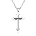 Punk Flame Cross Pendant Chain Necklace for Men Women - Long Hip Hop Gothic Jewelry Gift - Buzzastore