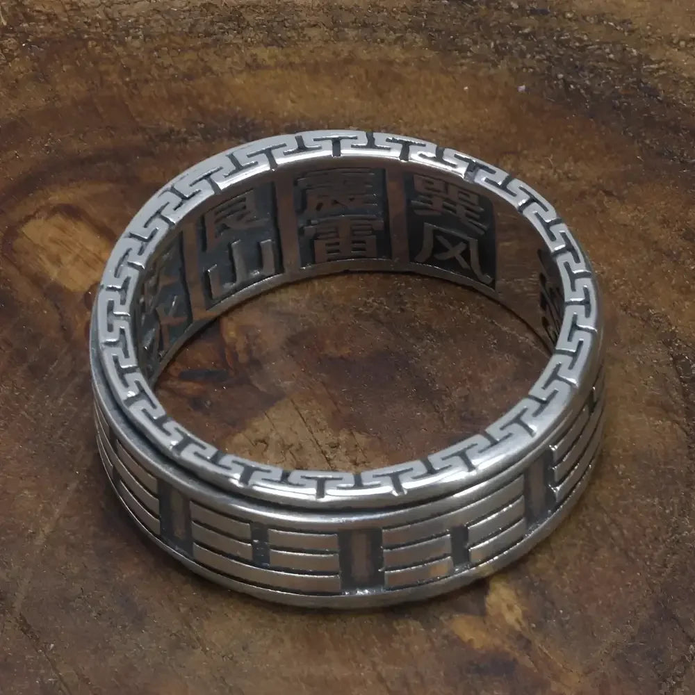 Sterling Silver Bagua Ring - Elegant Chinese Accessory for Spiritual Harmony - Buzzastore