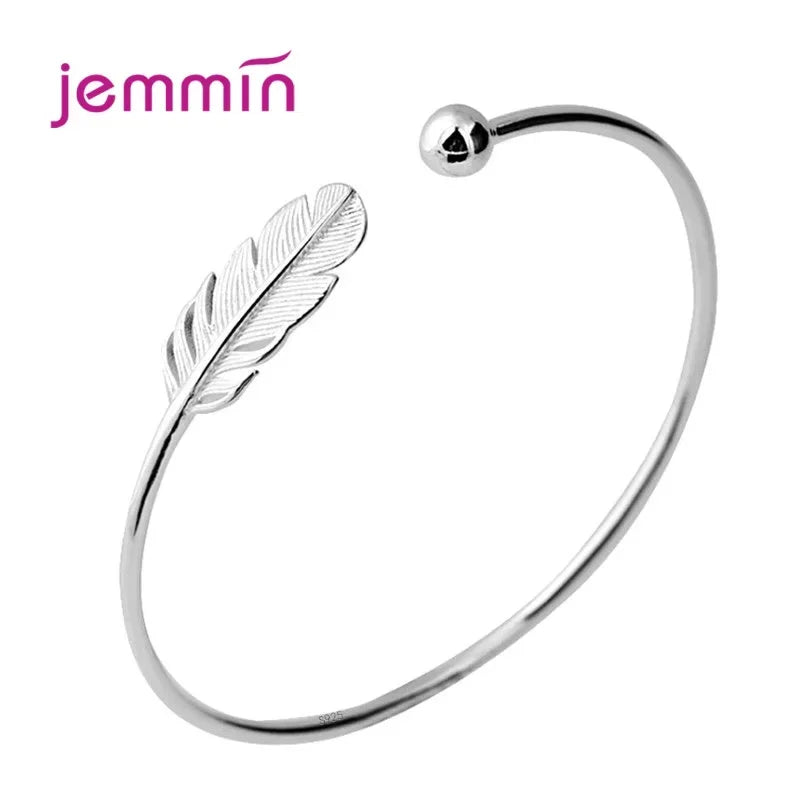 925 Silver Open Bangle Bracelet for Women - Polished Anti-Allergy Fashion Jewelry - Buzzastore