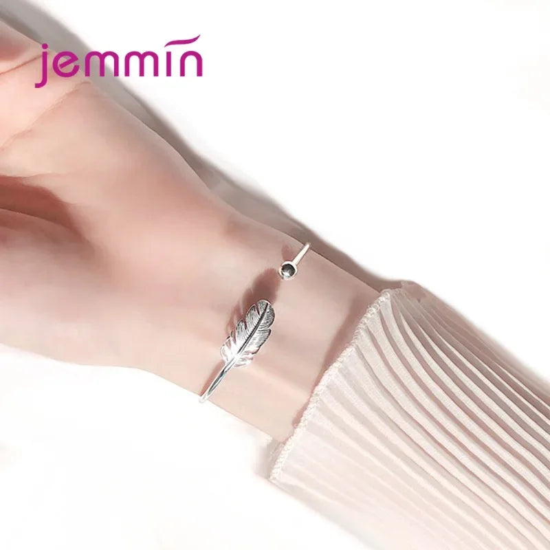 925 Silver Open Bangle Bracelet for Women - Polished Anti-Allergy Fashion Jewelry - Buzzastore