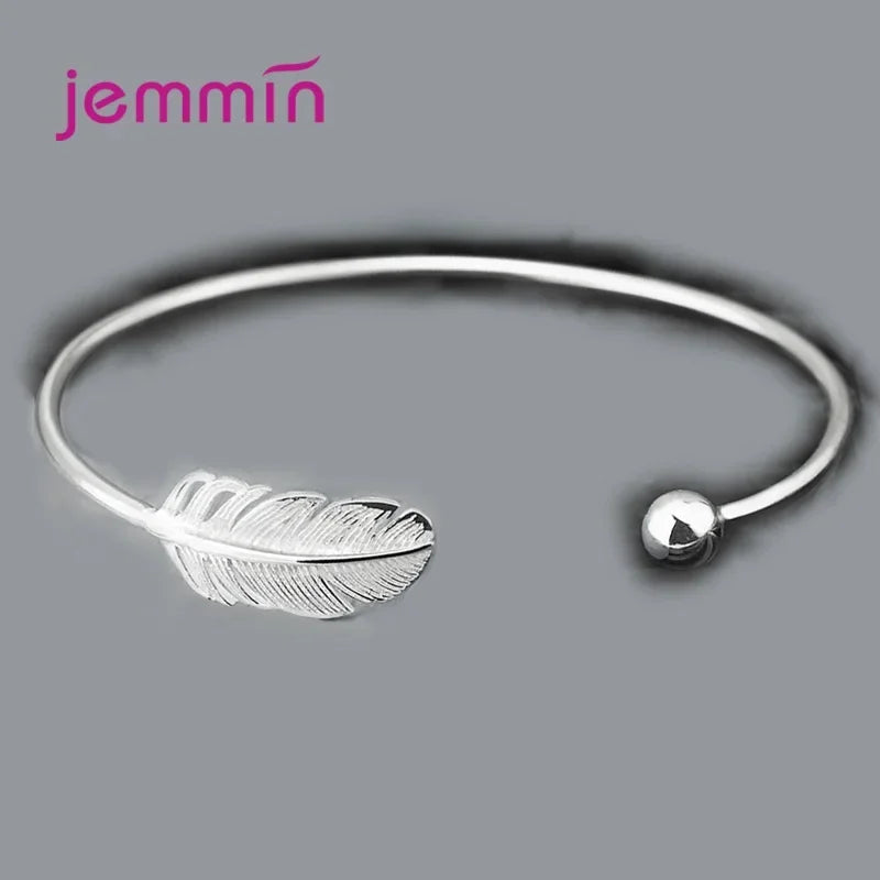 925 Silver Open Bangle Bracelet for Women - Polished Anti-Allergy Fashion Jewelry - Buzzastore