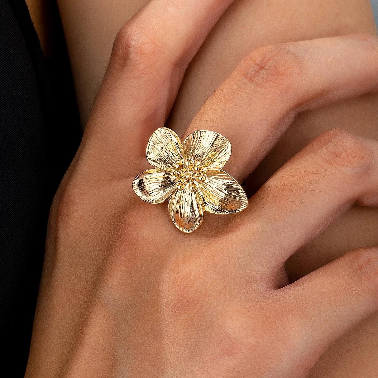 Adjustable Flower Metal Ring for Women Perfect for Daily Wear Vacations - Buzzastore