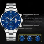 Geneva Blue Stainless Steel Watch for Men - Elegant Silver Design - Buzzastore