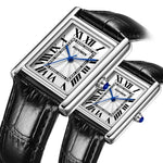 Waterproof Quartz Couple Watches with Leather Straps - Stylish Square Design for Men and Women - Buzzastore